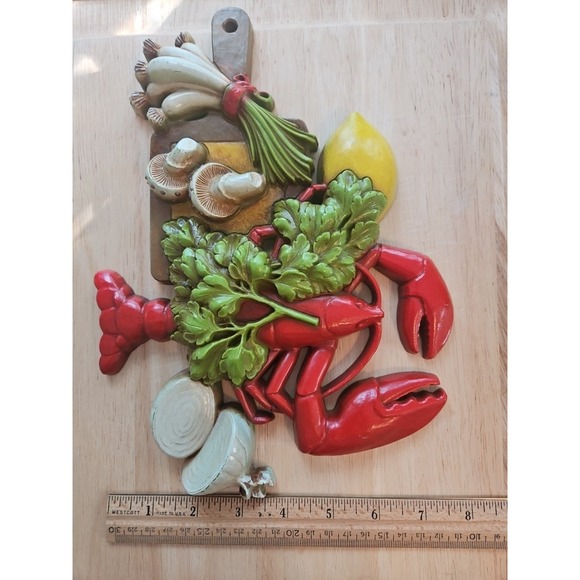 Dart 1976 Lobster & Vegtable Wall Decor Hanging Plaque Art USA Plastic - Picture 5 of 5